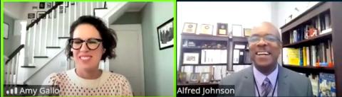 Screenshot of Gallo and Johnson, both smiling